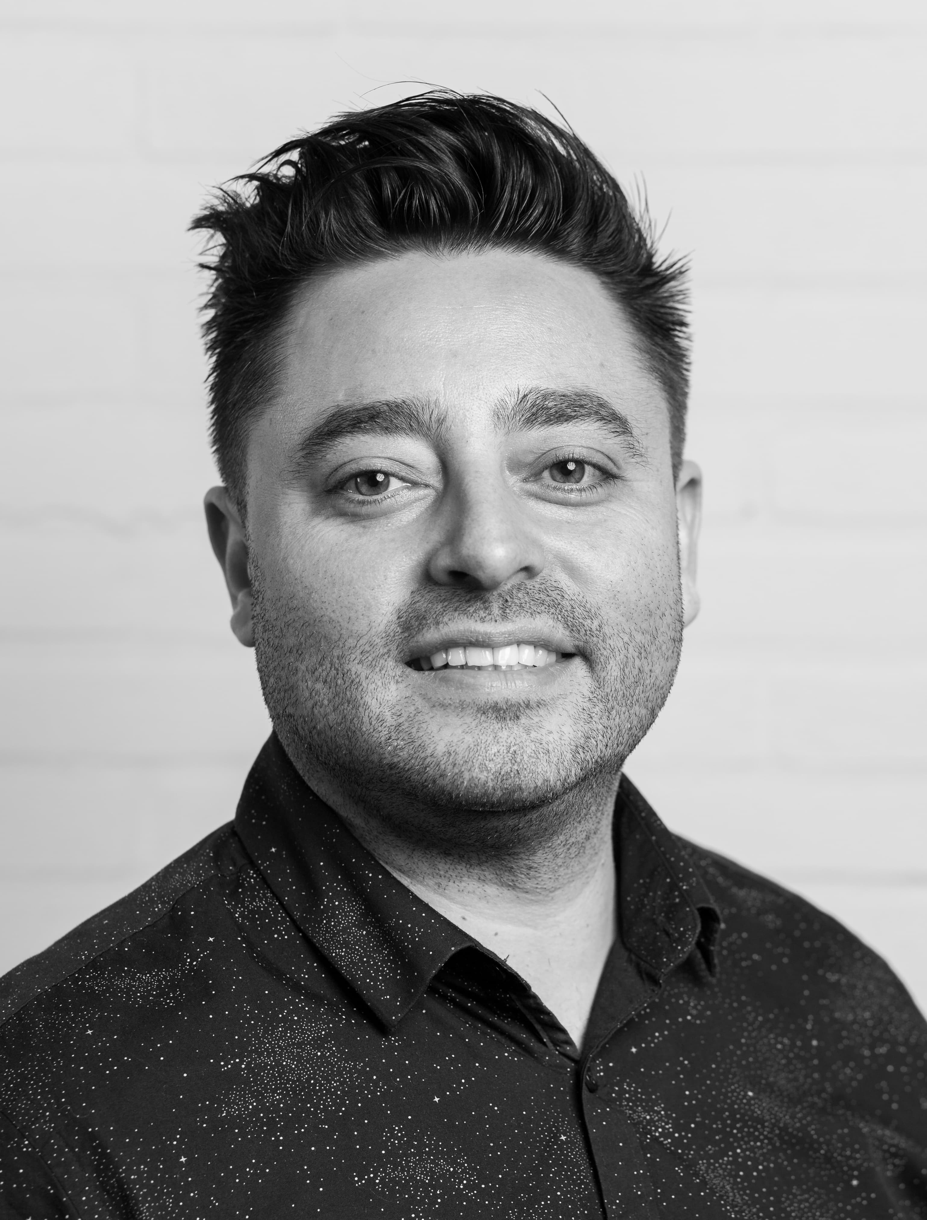 Christian Montoya Donoso, black and white portrait.